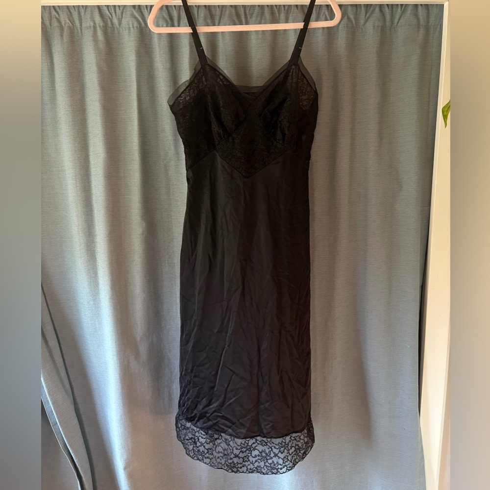 Vintage Style Black Sheer Slip Dress